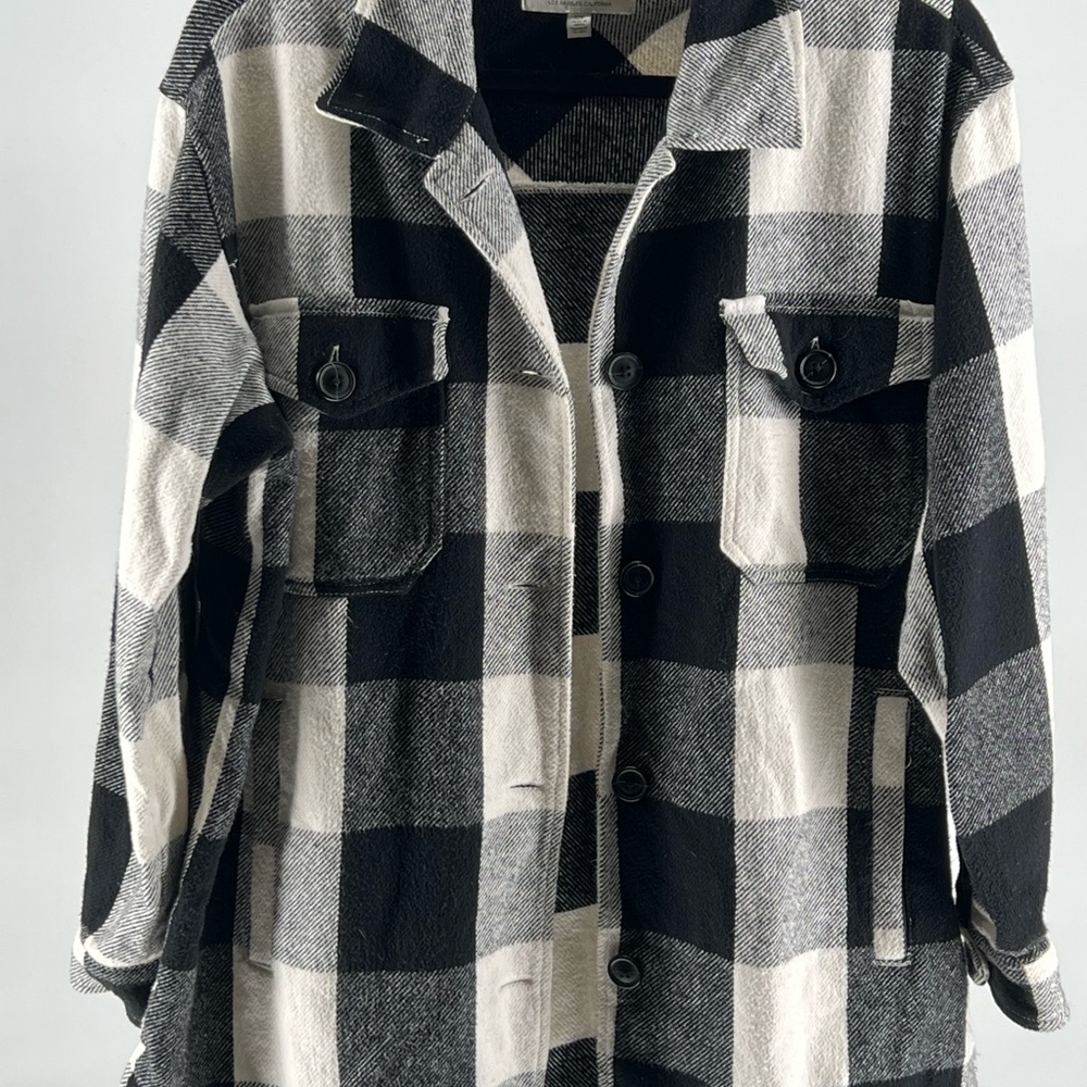 Lucky Brand Black & White Buffalo Plaid Flannel Shacket - Women's Size Small